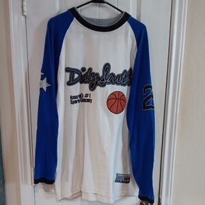 Y2K Ls Sports Tee Blue & White Hip Hop Detailed To The 9's